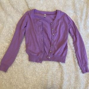 Girls purple button up sweater